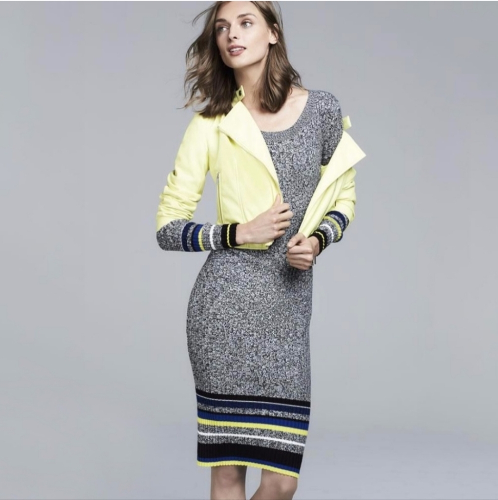Bar III Aruba Gray Striped Sweater Ribbed  Dress Size M